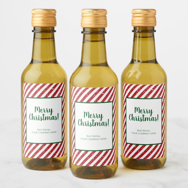 Glitter Candy Cane Striped Company Wine Label (Bottles)