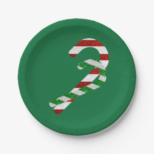 Glitter Candy Canes Paper Plate