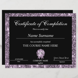 Glitter Certificate of Completion Award Diploma