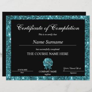 Glitter Certificate of Completion Award Diploma