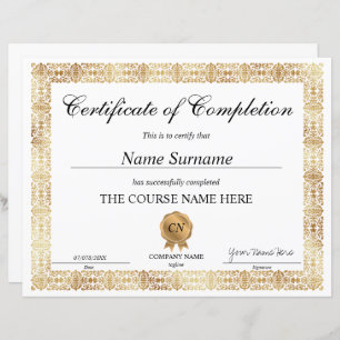 Glitter Certificate of Completion Award Diploma