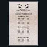 Glitter champagne pink EYELASH SALON SERVICE LIST Flyer<br><div class="desc">Eyelash Extensions price list a perfect way to show your services and and pricing. Includes four customizable headings and body text fields, and space for your business contact information along the bottom. To adjust layout, enter your text and then use the Customize function to change positioning and font sizes.are perfect...</div>