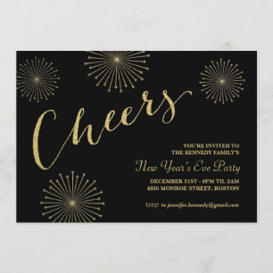 Glitter Cheers New Years Party Invitation