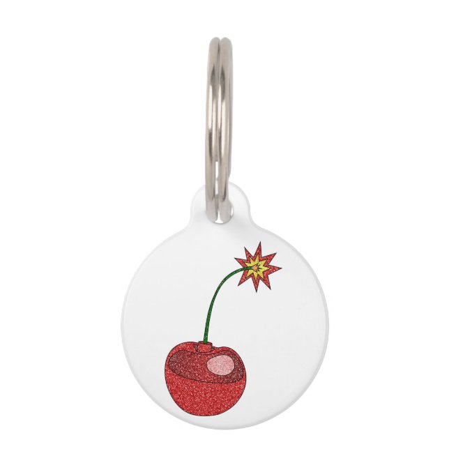 Glitter Cherry Bomb Pet Tag (Front)