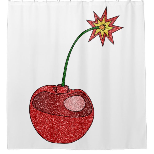 Glitter Cherry Bomb Shower Curtain (Front)