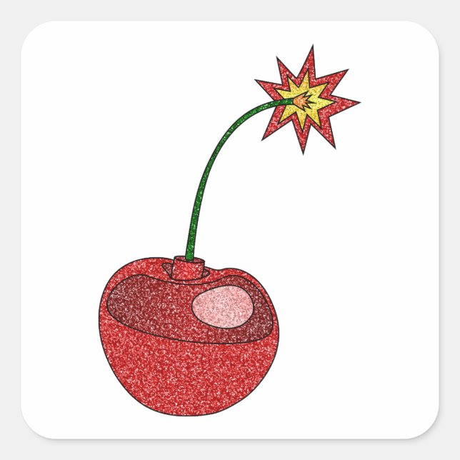 Glitter Cherry Bomb Square Sticker (Front)