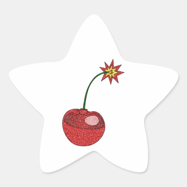 Glitter Cherry Bomb Star Sticker (Front)