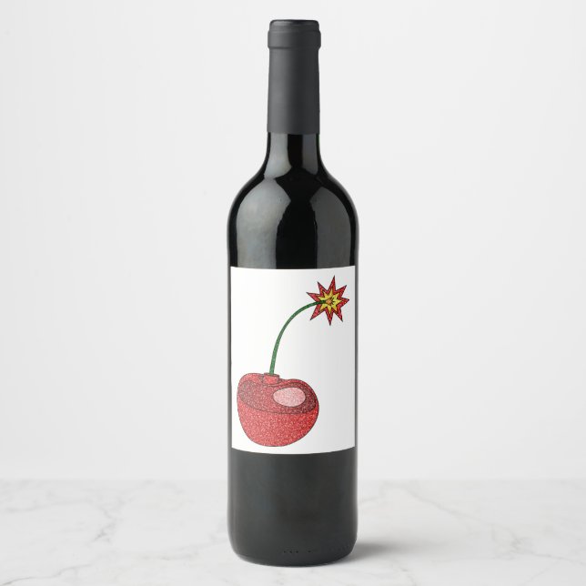 Glitter Cherry Bomb Wine Label (Front)