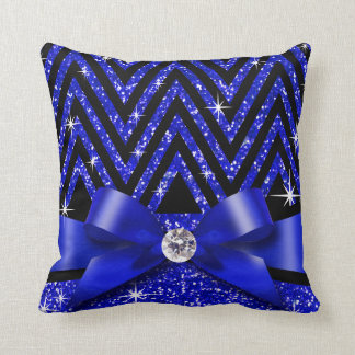 Glitter Chevron Bling Diamond Bow | sapphire Cushion