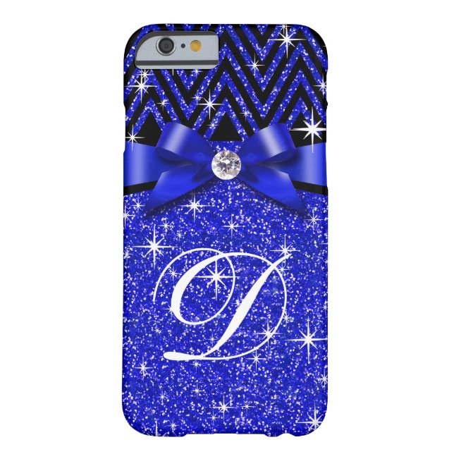 Glitter Chevron Bling Diamond Monogram | sapphire Case-Mate iPhone Case (Back)