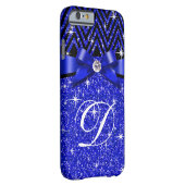Glitter Chevron Bling Diamond Monogram | sapphire Case-Mate iPhone Case (Back/Right)