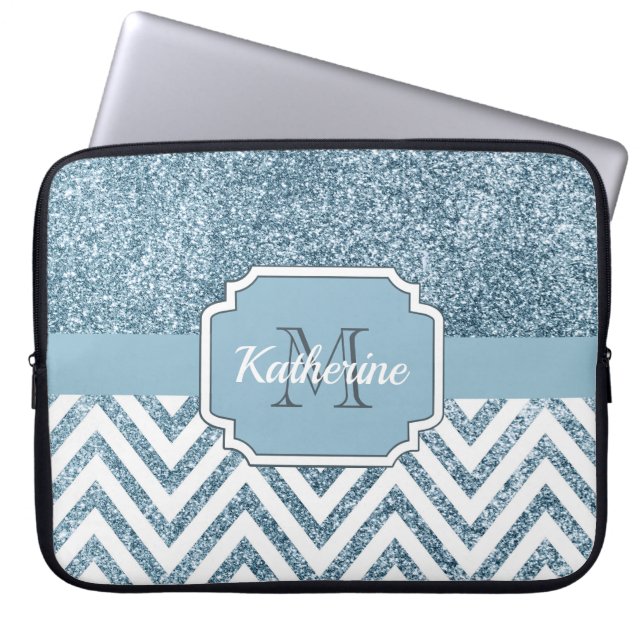 Glitter Chevron Laptop Sleeve (Front)