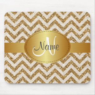 Glitter chevron monogram Mousepad