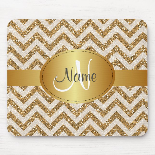Glitter chevron monogram Mousepad (Front)