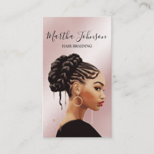 Glitter Chic Afro American Braids Braiding QR Code Business Card