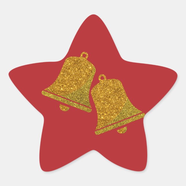 Glitter Christmas Bells Star Sticker (Front)