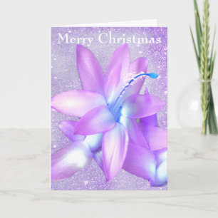 *~* Glitter Christmas Cactus Flower Customise Holiday Card