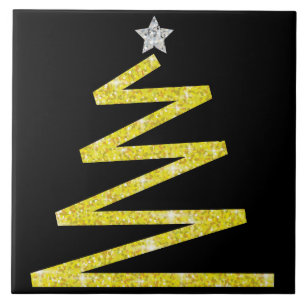 Glitter Christmas tree Ceramic Tile