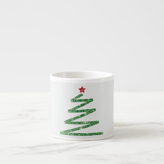 Glitter Christmas tree Espresso Cup (Front)
