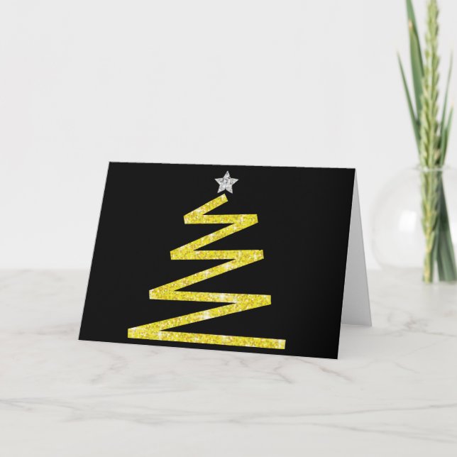Glitter Christmas tree Holiday Card (Front)