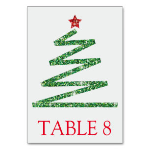 Glitter Christmas tree Table Number