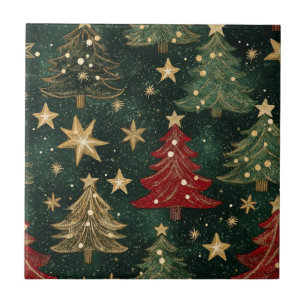 Glitter Christmas Trees & Stars (1) Ceramic Tile