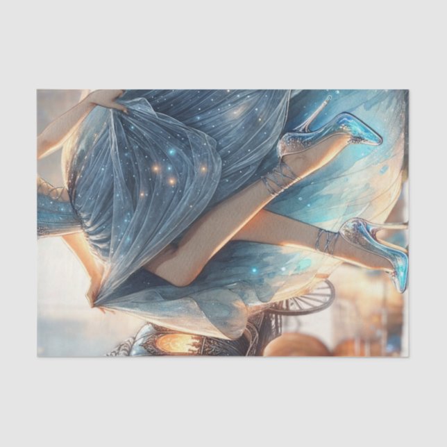 Glitter Cinderella Gown & Glass Slipper Decoupage Tissue Paper (Front)