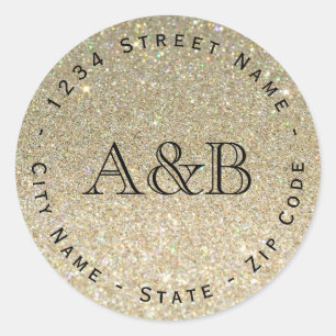 Glitter Circular Wedding Return Address Label