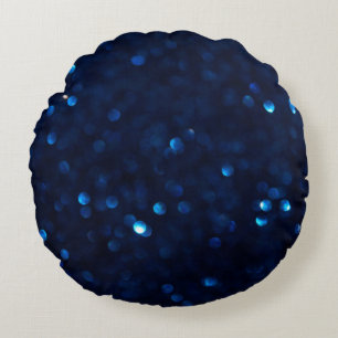 Glitter classic blue lights round cushion