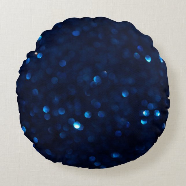 Glitter classic blue lights round cushion (Front)