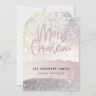 Glitter classy script merry Christmas girly pink