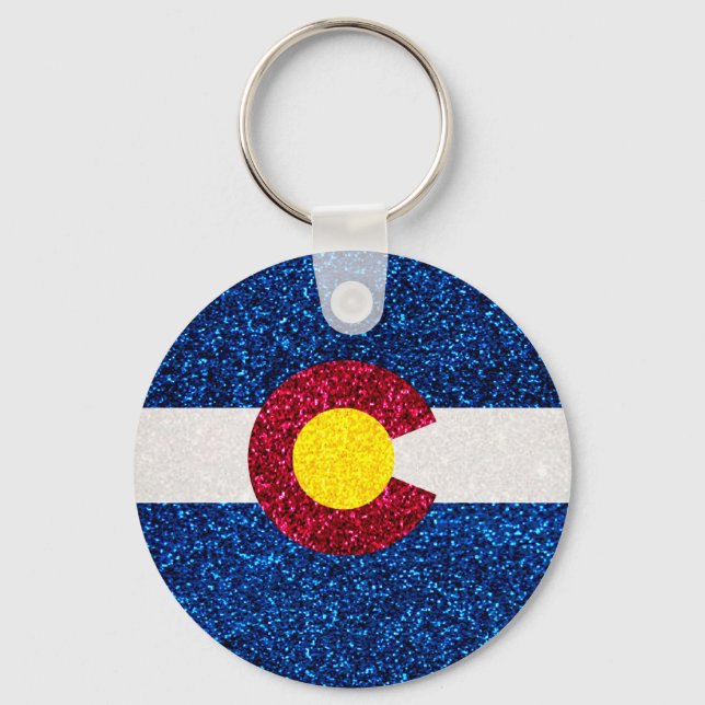 Glitter Colorado flag keychain (Front)