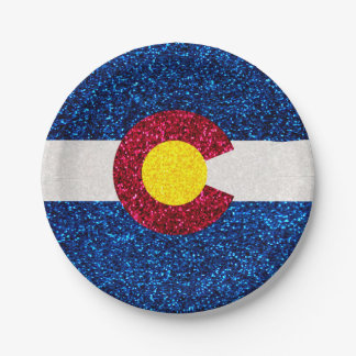 Glitter Colorado flag paper plates