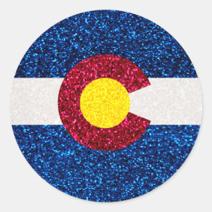 Glitter Colorado flag round stickers