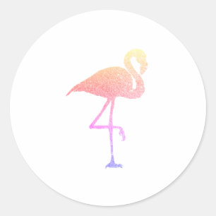 Glitter Colourful Flamingo Classic Round Sticker