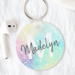 Glitter Colourful Glamourous Pretty Pattern Key Ring<br><div class="desc">Aesthetic pretty chic bokeh glitter background in beautiful pastel colours,  that you can personalise with your custom monogram and/or name.</div>