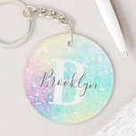 Glitter Colourful Glamourous Pretty Pattern Key Ring<br><div class="desc">Aesthetic pretty chic bokeh glitter background in beautiful pastel colours,  that you can personalise with your custom monogram and/or name.</div>