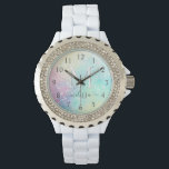Glitter Colourful Glamourous Pretty Pattern Watch<br><div class="desc">Aesthetic pretty chic bokeh glitter background in beautiful pastel colours,  that you can personalise with your custom monogram and/or name.</div>