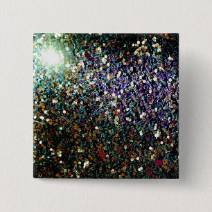 Glitter comet & stars 15 cm square badge