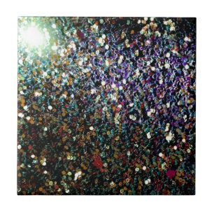 Glitter comet & stars ceramic tile