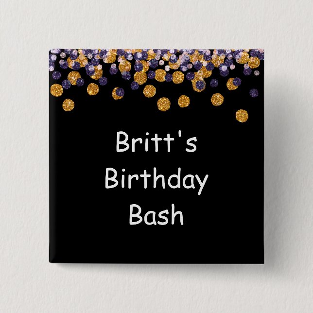 Glitter Confetti 15 Cm Square Badge (Front)