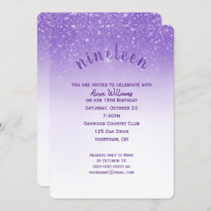Glitter Confetti 19th Birthday Party Invitation