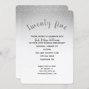 glitter confetti 25th wedding anniversary invitation