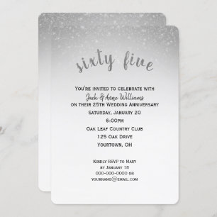 glitter confetti 65th wedding anniversary invitation