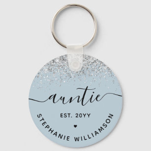 Glitter Confetti Auntie Est Custom New Aunt Gifts Key Ring
