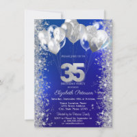 Glitter Confetti Balloons Navy Blue 35th Birthday 
