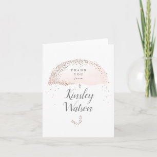 Glitter confetti blush umbrella thank you shower card