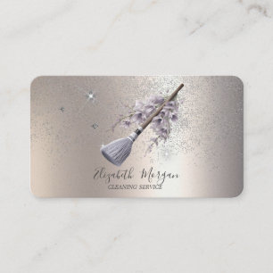 Glitter Confetti Floral Broom Business Card