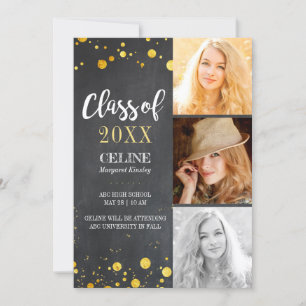 Glitter Confetti Multi Photo Graduation Invitation