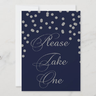 Glitter confetti navy silver please take one sign
